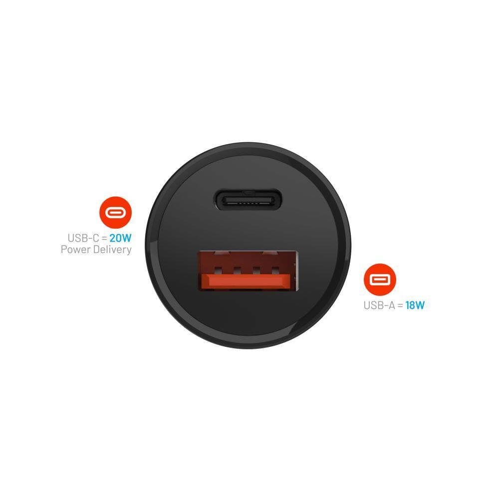 FIXED USB-C/USB Car Charger 20W Black