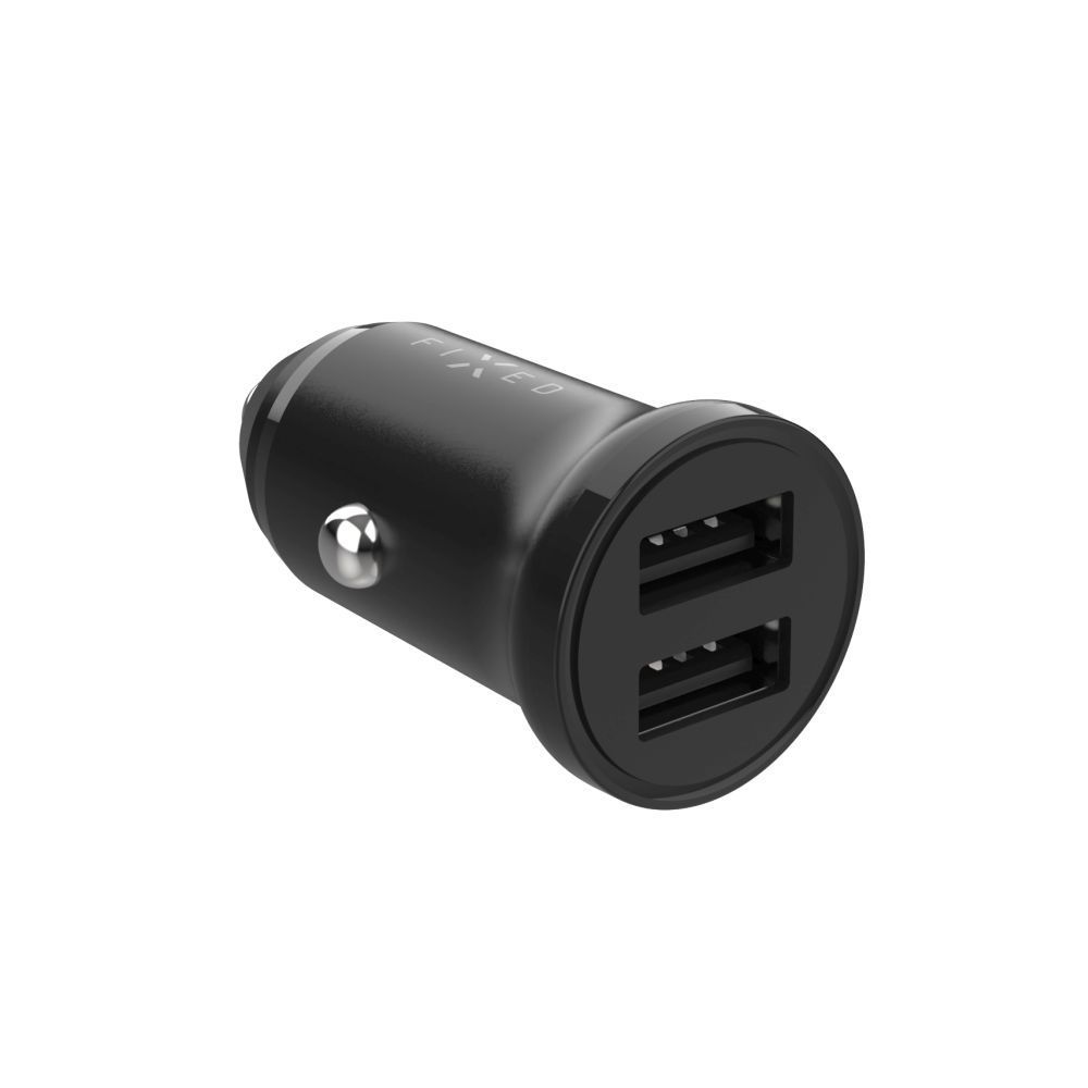 FIXED Dual USB Car Charger 15W + USB/USB-C Cable Black