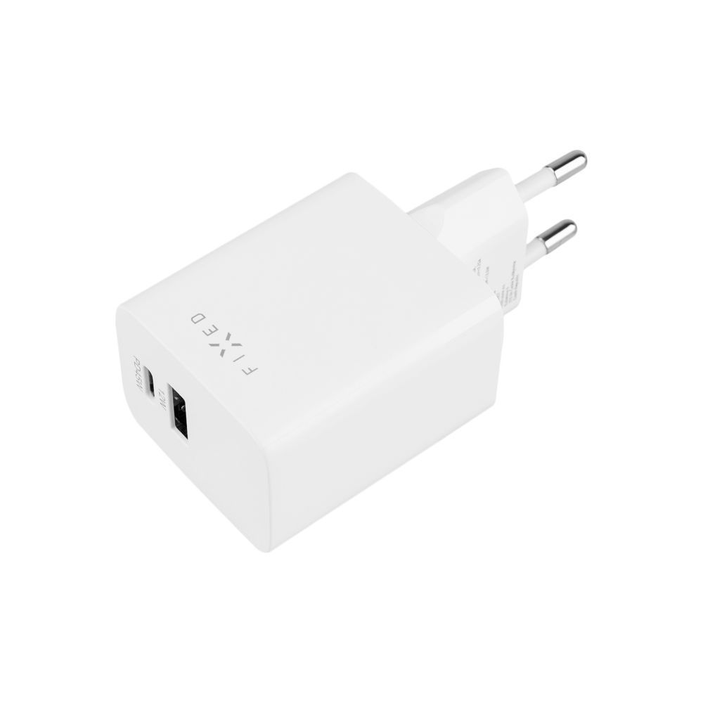 FIXED Mini USB-C/USB Travel Charger 45W, white