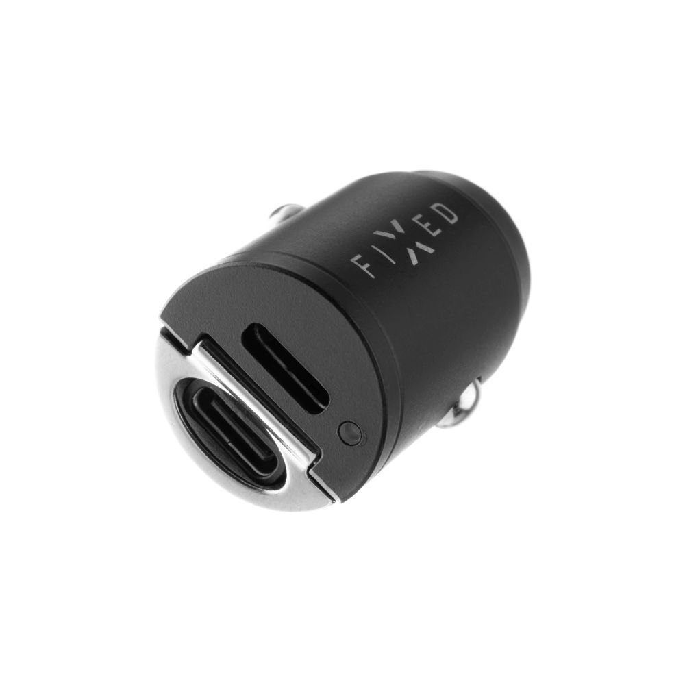 FIXED Dual USB-C Car Charger 30W + USB-C/Lightning Cable Black