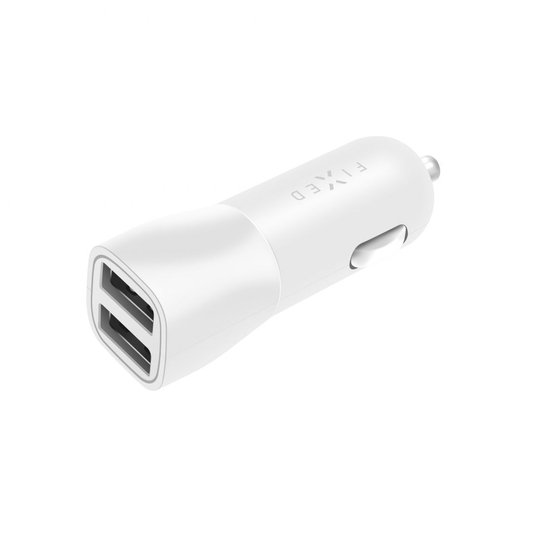 FIXED Car charger with 2xUSB output, 15W Smart Rapid Charge Fehér