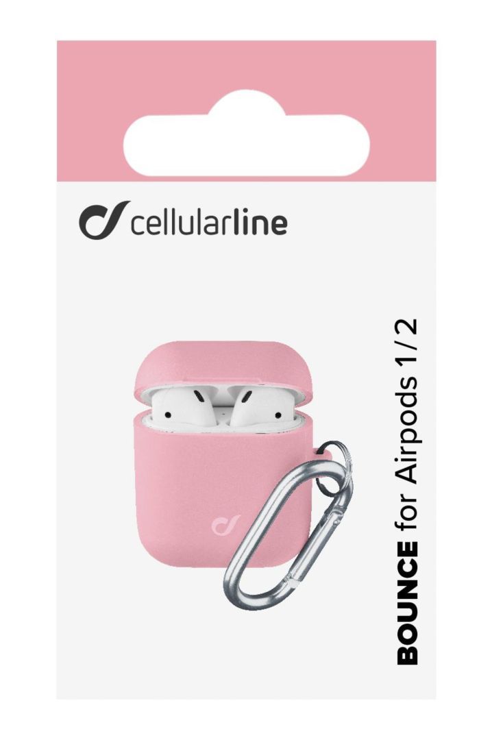 Cellularline Crotective cover with carabiner Bounce for Apple AirPods 1 & 2, pink
