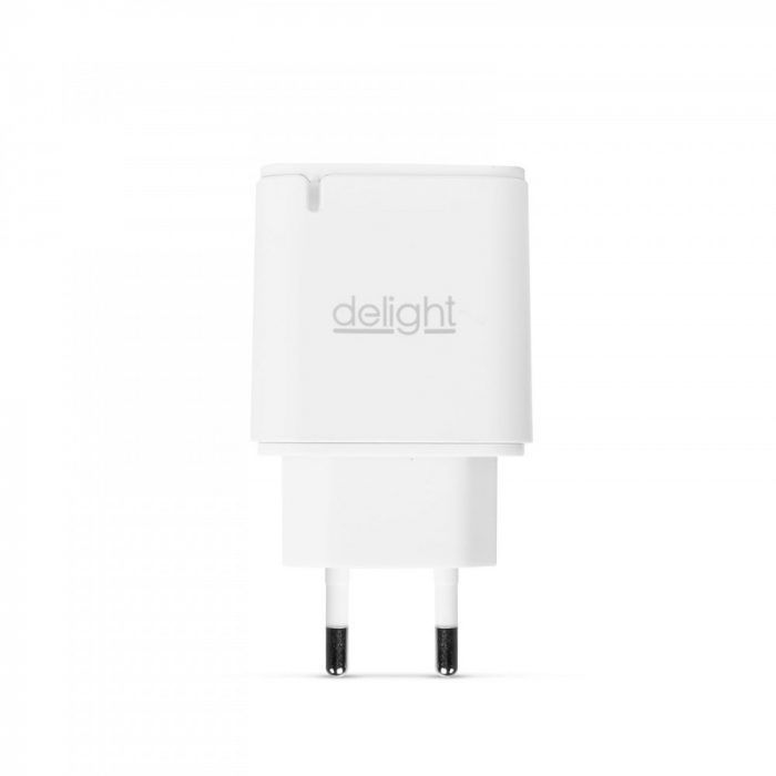 Delight USB QuickCharge 3.0 + Type C Adapter White