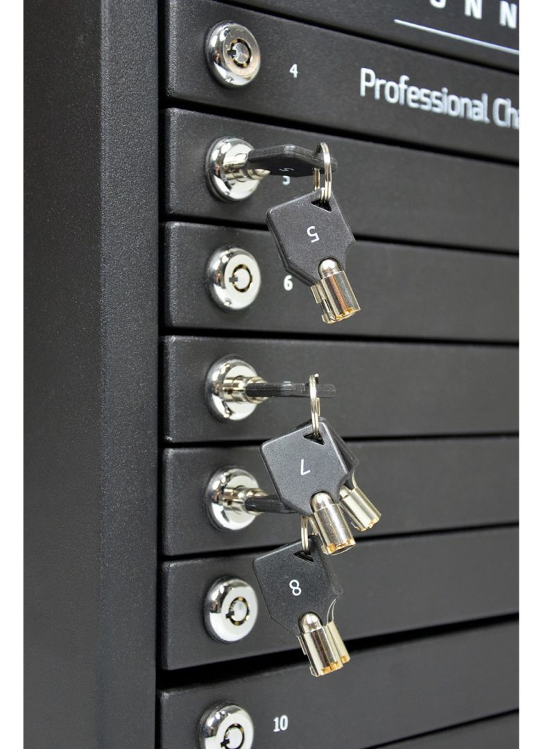 Port Designs Charging Cabinet 10 Tablets Individual Door Lock Black