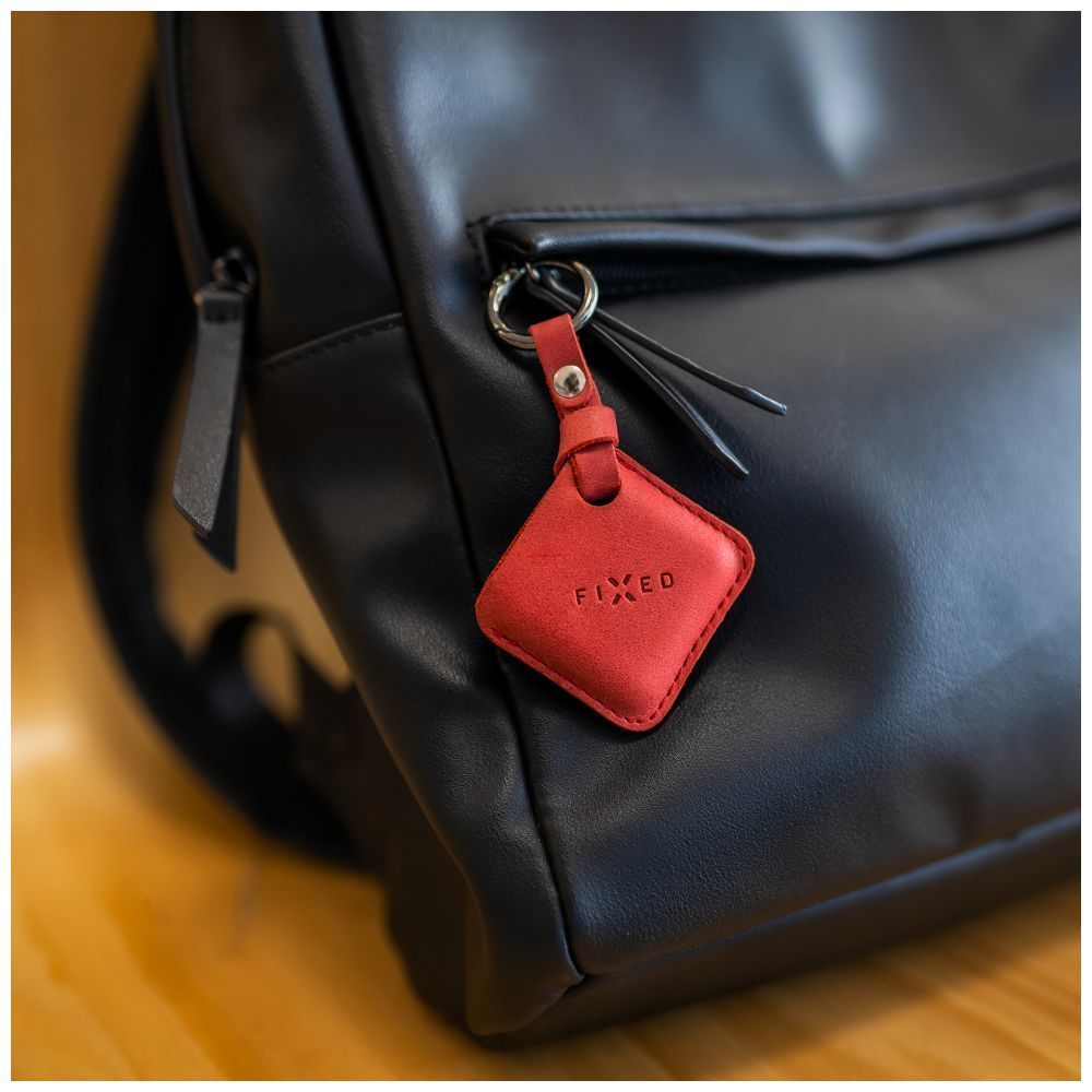 FIXED Tag with Leather Case, red