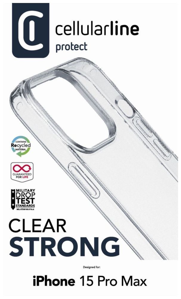 Cellularline Back clear cover with protective frame Clear Duo for Apple iPhone 15 Pro Max