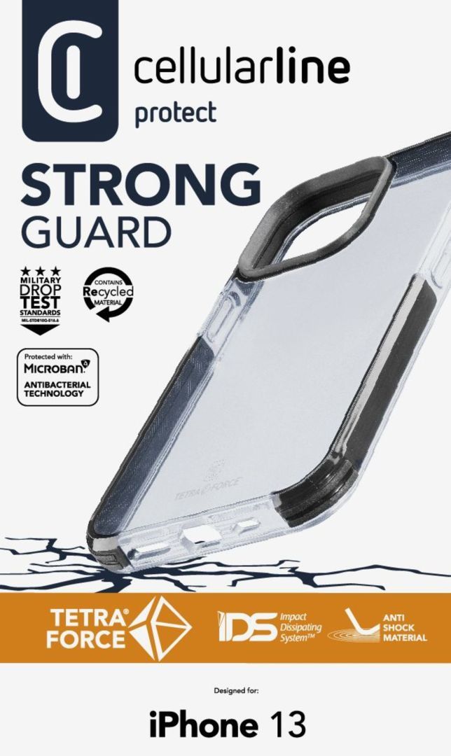 Cellularline Ultra protective case Tetra Force Shock-Twist for Apple iPhone 13, 2 levels of protection, transparent