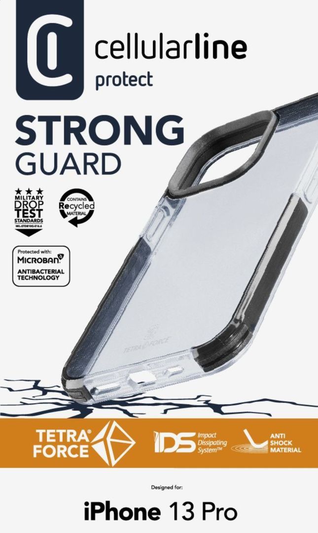 Cellularline Ultra protective case Tetra Force Shock-Twist for Apple iPhone 13 Pro, 2 levels of protection, transparent