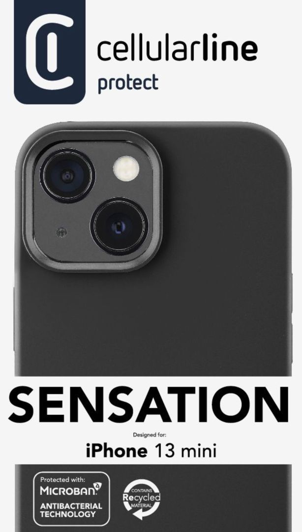 Cellularline Protective silicone cover Sensation for Apple iPhone 13 Mini, black