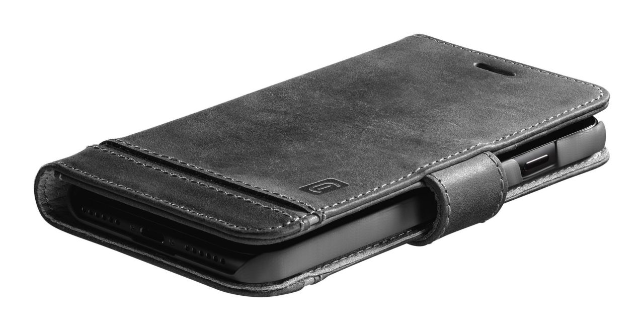 Cellularline Premium Supreme Leather Book Case for Apple iPhone 13 Mini, Black