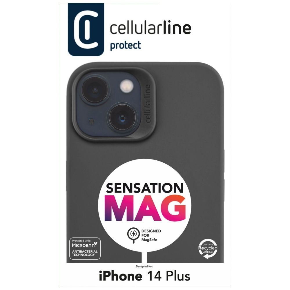 Cellularline Sensation protective silicone cover with Mag Safe support for Apple iPhone 14 Plus, black