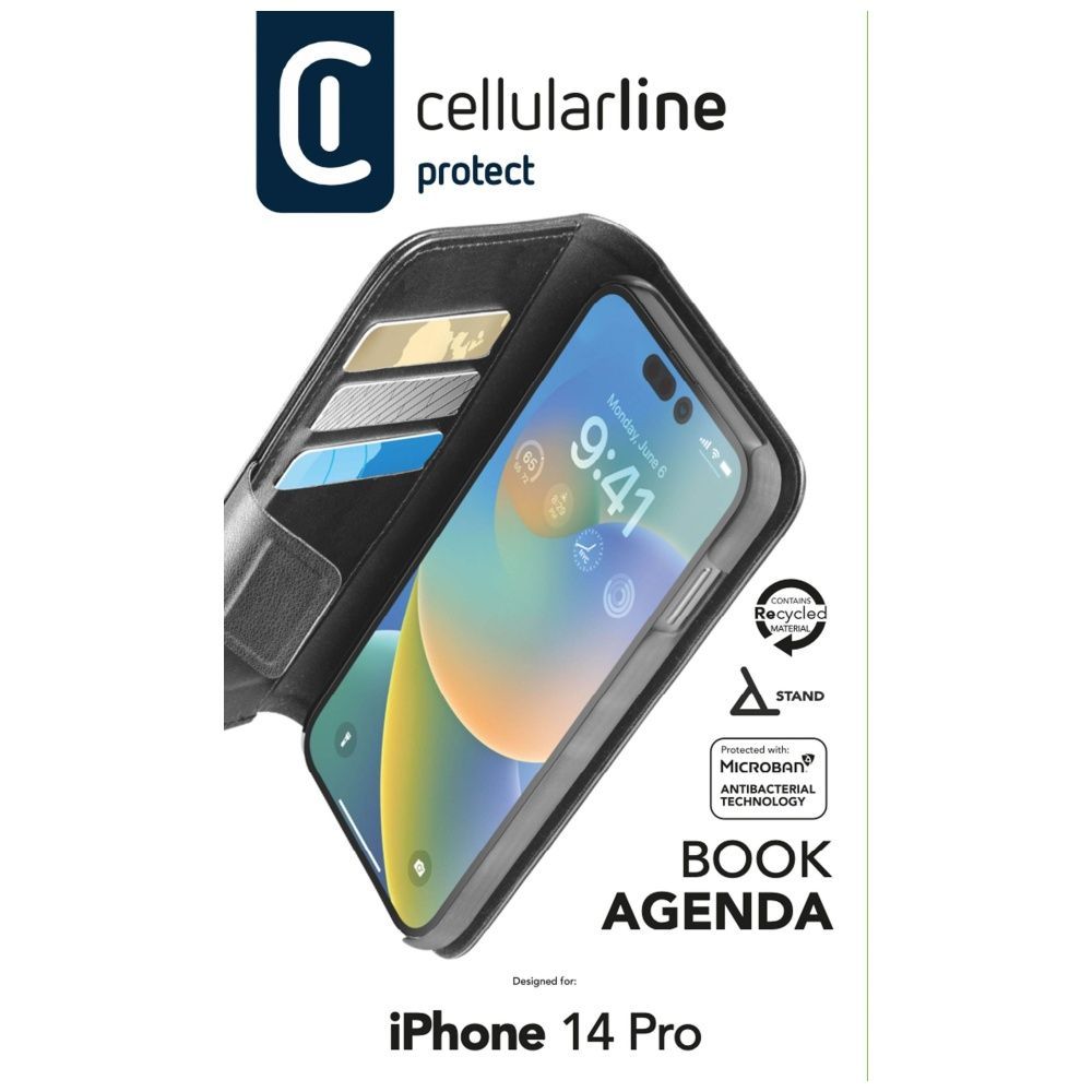 Cellularline Book Agenda 2 case for Apple iPhone 14 PRO, black