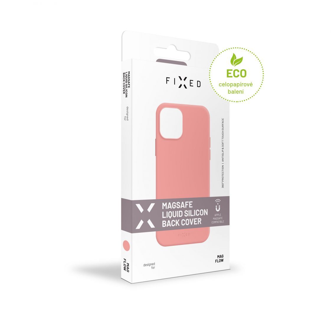FIXED MagFlow Hátlap with Magsafe support Apple iPhone 12 mini, Rózsaszín