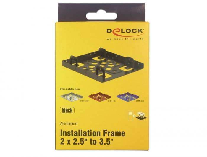 DeLock Aluminium installation frame 2x 2,5″ to 3,5″ Black