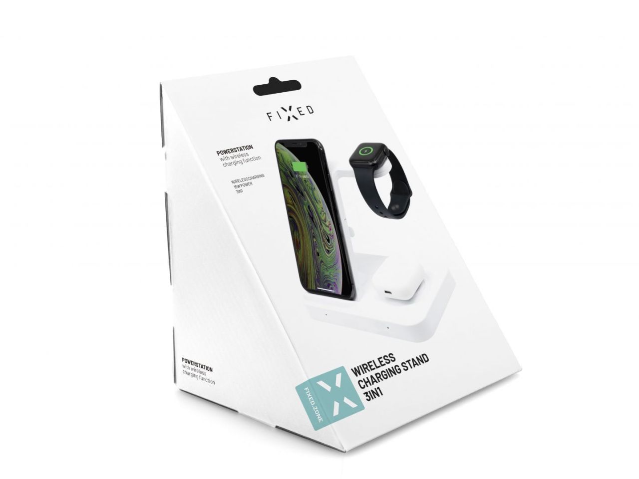 FIXED töltőállomás iPhone, Apple Watch és Apple Airpods készülékekhez, Vezeték nélküli, 15 W, Fehér