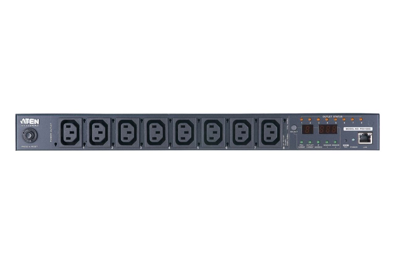 ATEN PE6108 15A/10A 8-Outlet 1U Metered & Switched eco PDU
