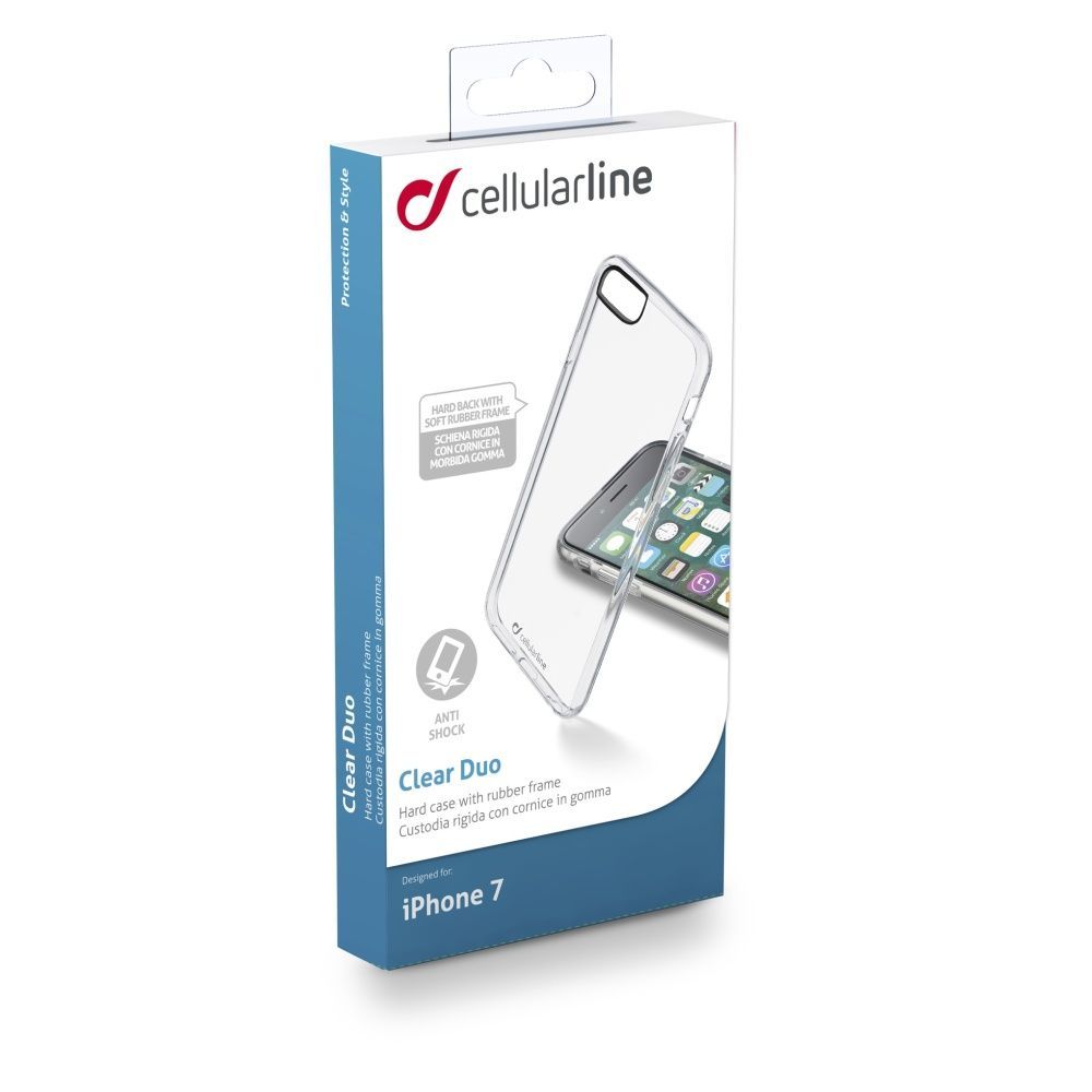 Cellularline Back clear cover with protective frame Clear Duo for Apple iPhone 7/8/SE (2020)