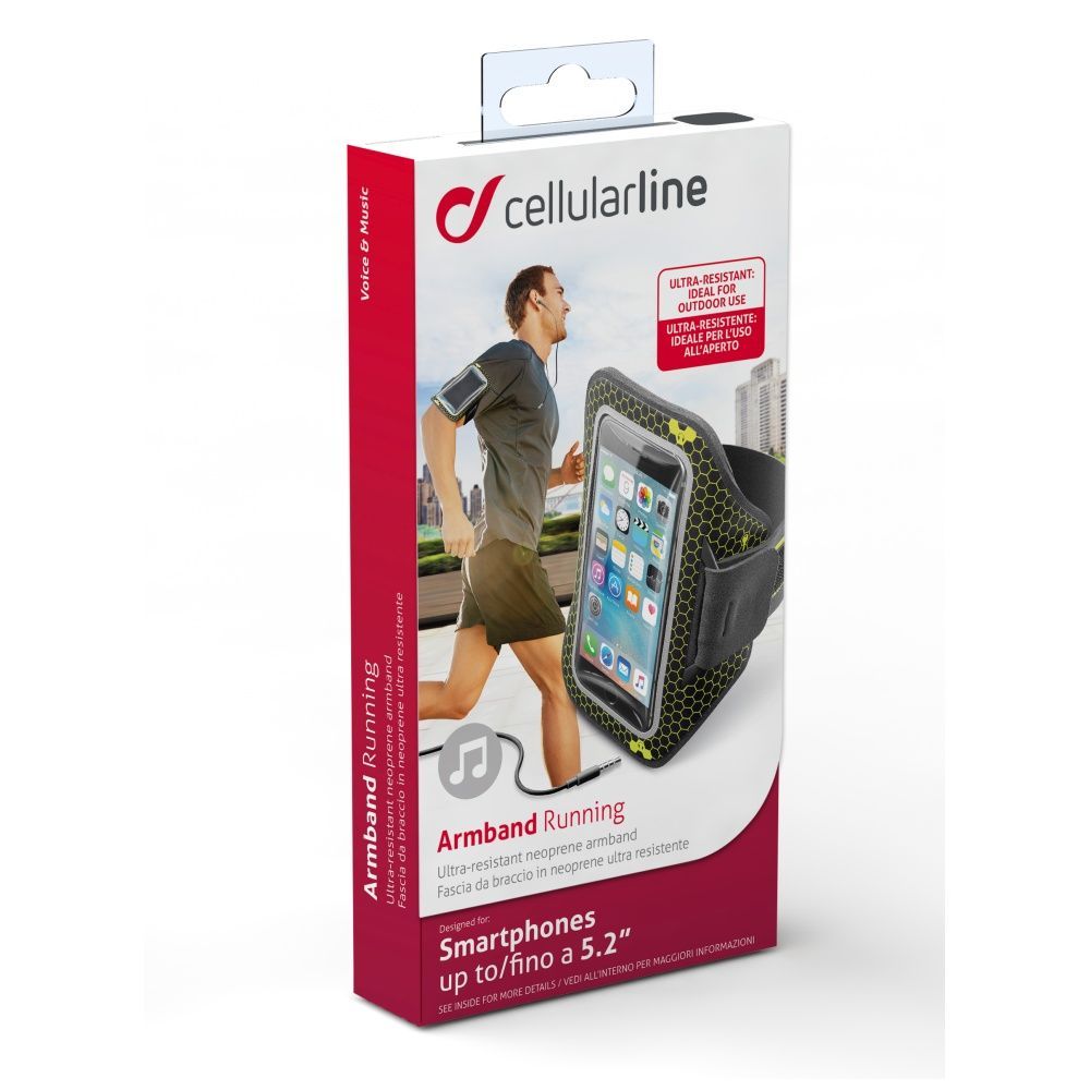 Cellularline Sportluoprene case ARMBAND RUNNING, for smartphones up to 5.2", black