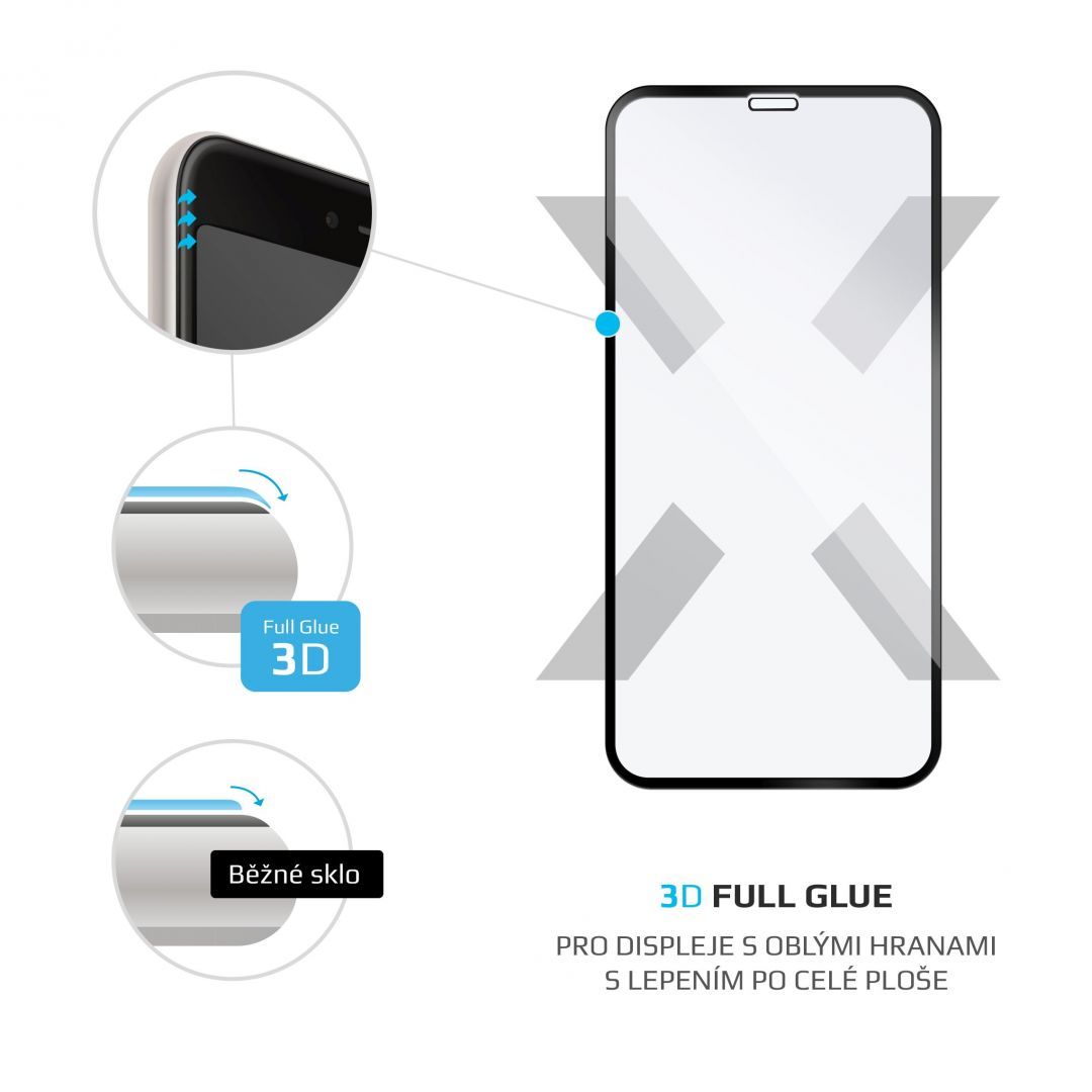 FIXED teljes kijelzős üvegfólia Apple iPhone X/XS/11 Pro telefonokhoz, fekete
