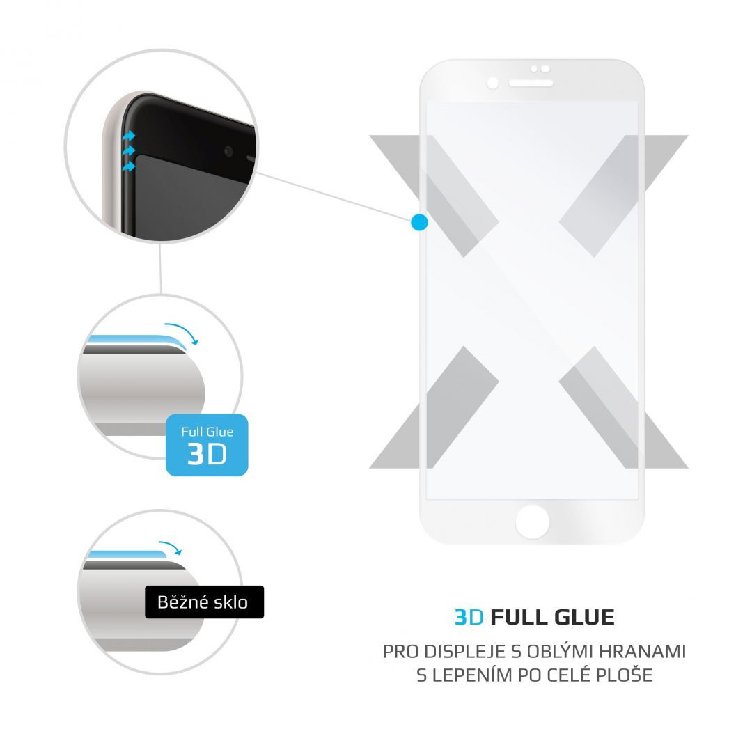 FIXED teljes kijelzős üvegfólia Apple iPhone 6/6S/7/8 telefonokhoz, fehér