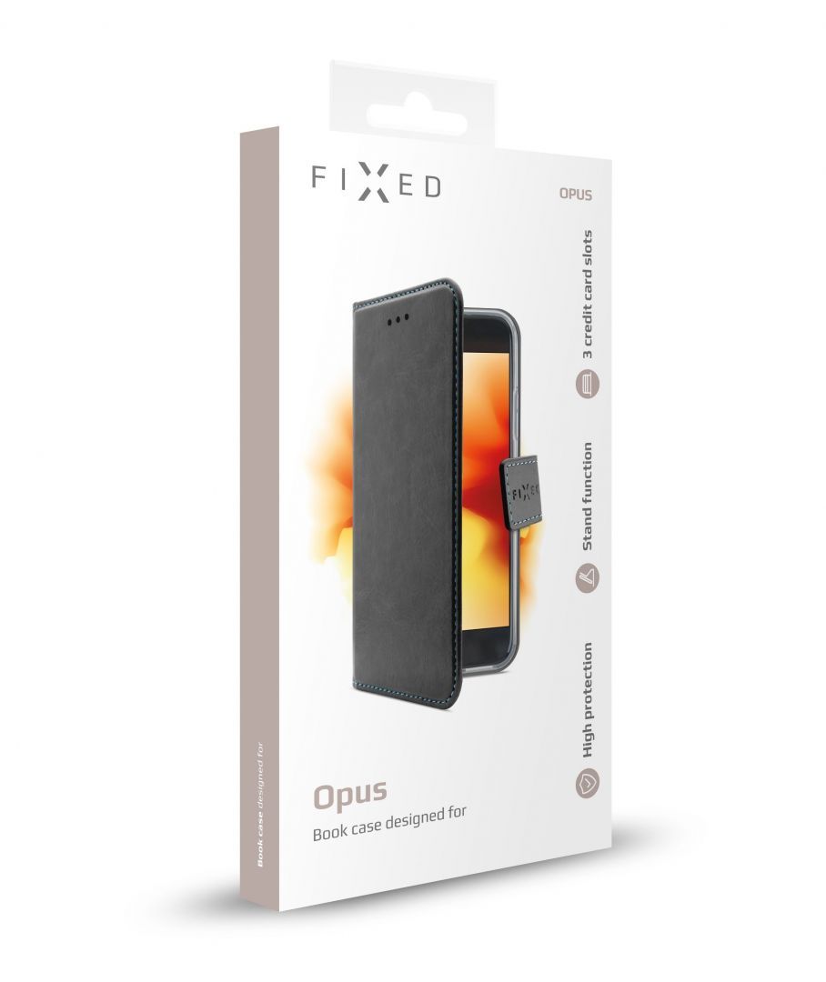 FIXED Opus oldalra nyíló telefon tok Xiaomi Redmi 9A telefonhoz, fekete