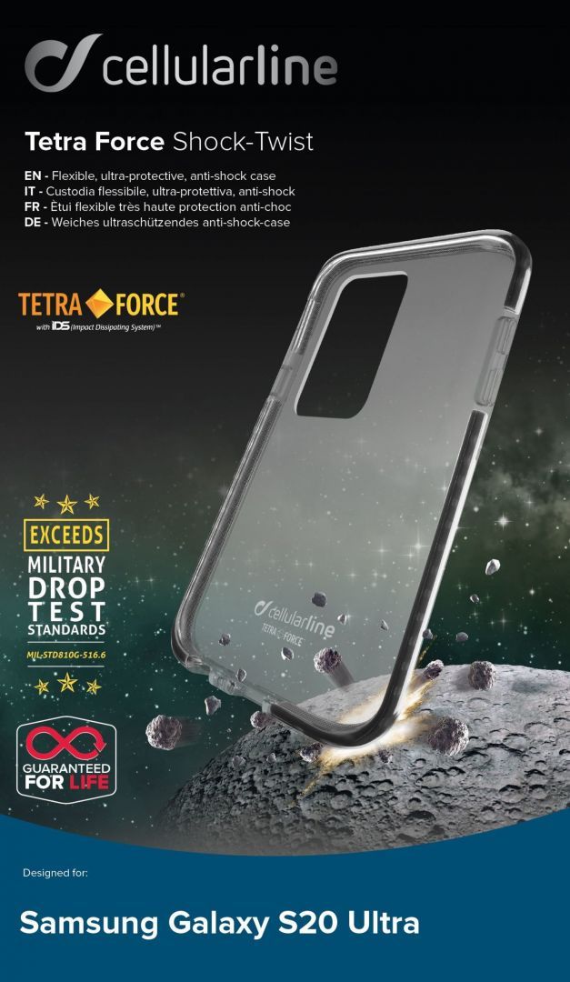 Cellularline Ultra protective case Tetra Force Shock-Twist for Samsung Galaxy S20 Ultra, 2 levels of protection, transp.