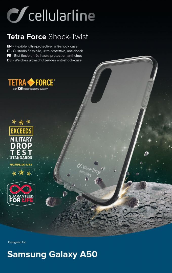 Cellularline Ultra protective case Tetra Force Shock-Twist for Samsung Galaxy A50/30s, 2 levels of protection, transpare