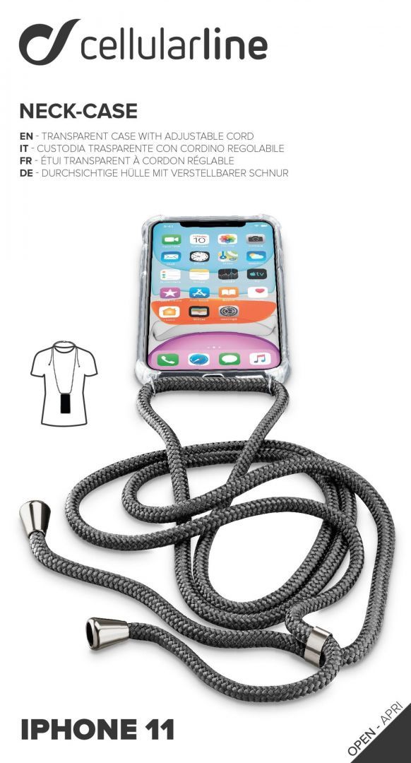 Cellularline Transparent back cover Neck-Case with black drawstring for Apple iPhone 11
