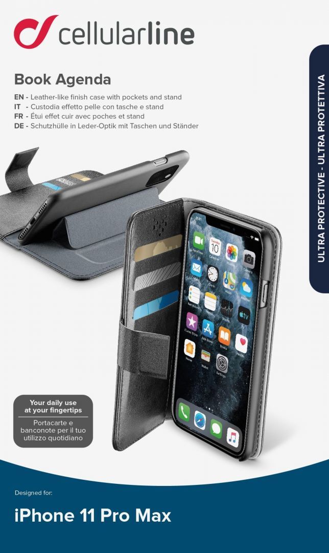 Cellularline Book Agenda case for Apple iPhone 11 Pro Max, black