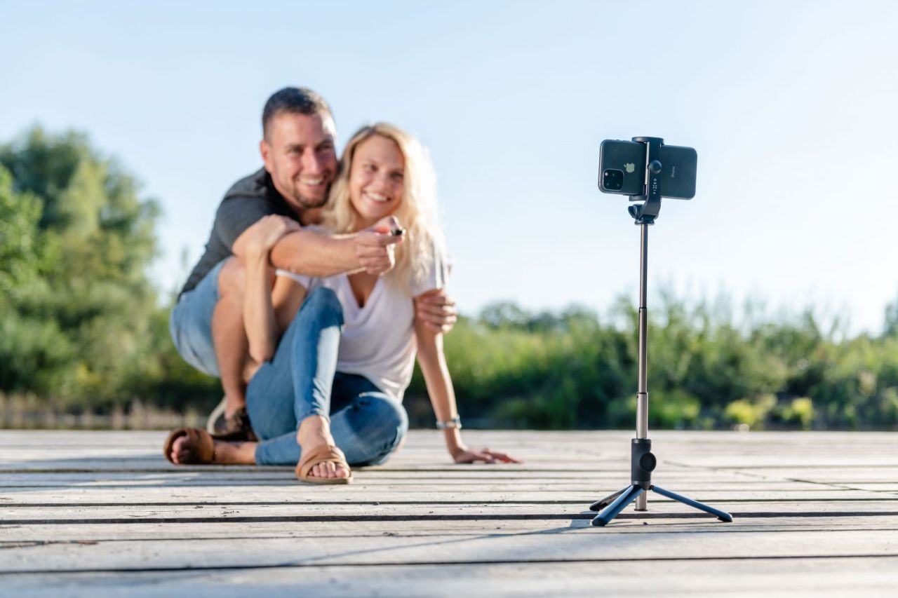 FIXED Selfie stick Snap with tripod and wireless trigger, 3/4" thread, Fekete