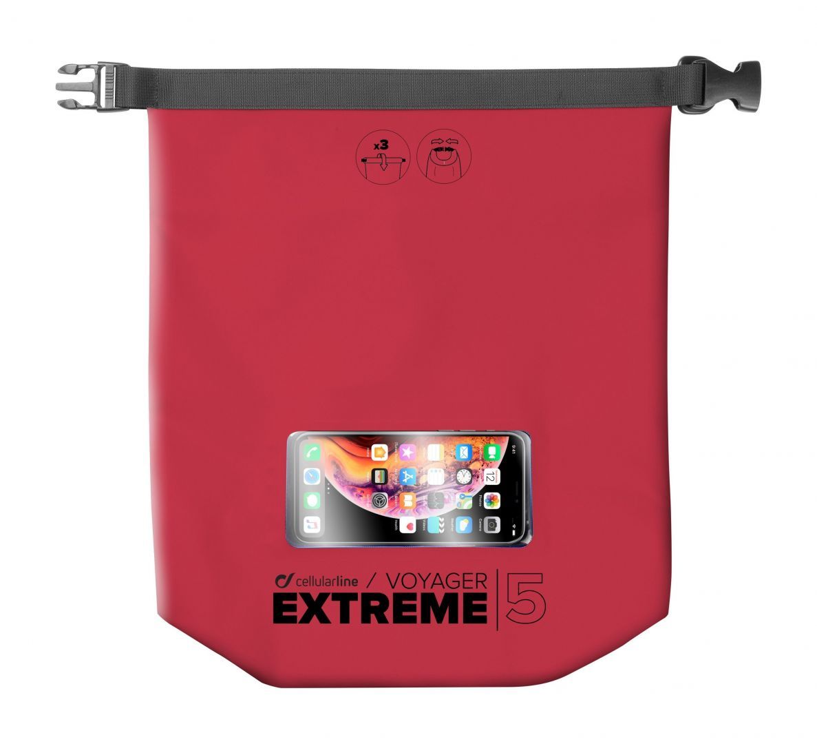 Cellularline Waterproof bag with cell phone pocket Voyager Extreme, red