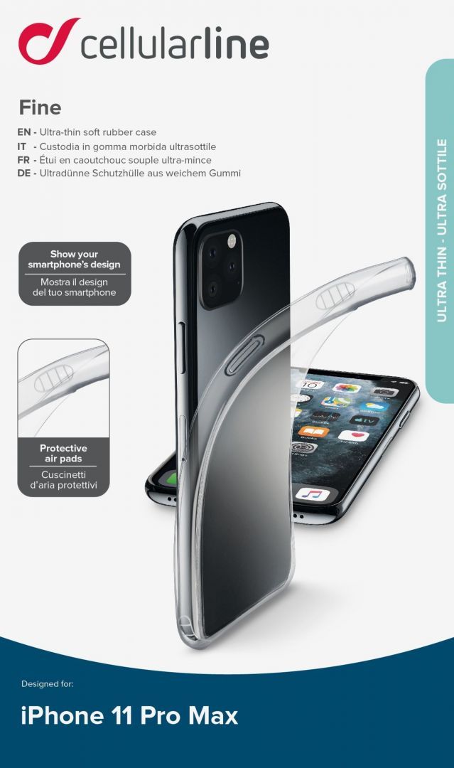 Cellularline Extrathin back cover Fine for Apple iPhone 11 Pro Max, transparent