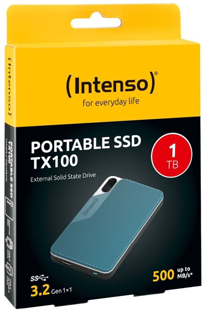 Intenso 1TB USB3.2 Type-C External SSD TX100 Grey/Blue