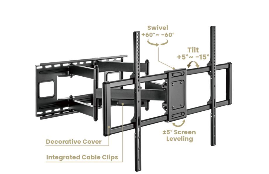 EQuip 60"-120" Heavy-Duty Full Motion TV Mount Bracket Black