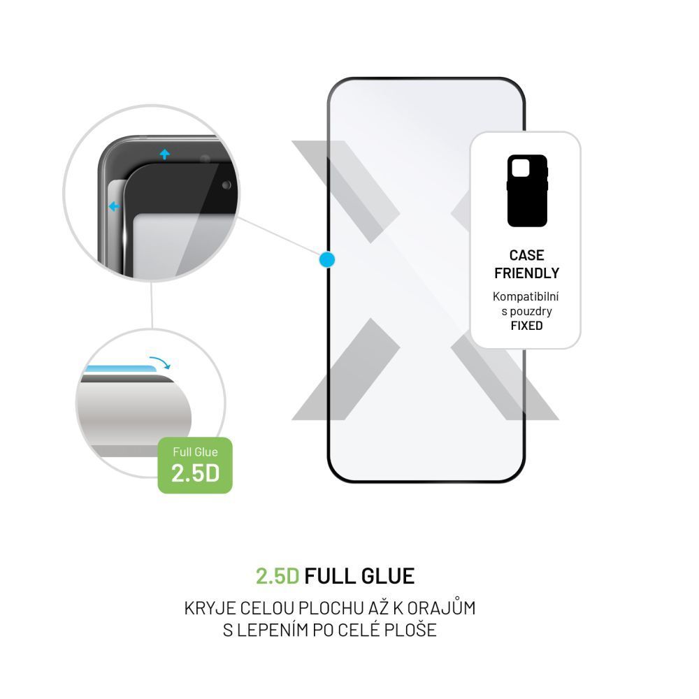 FIXED teljes képernyőt védő 2,5D edzett üveg a Motorola Moto G84 készülékhez, fekete FIXGFA-1244-BK