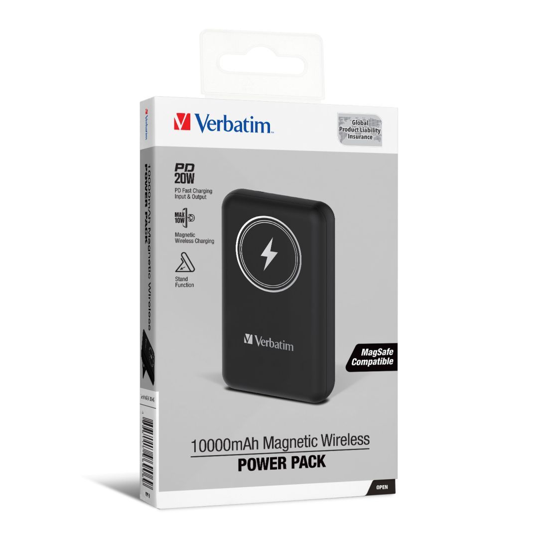 Verbatim Charge 'n' Go Magnetic Wireless 10000mAh PowerBank Black
