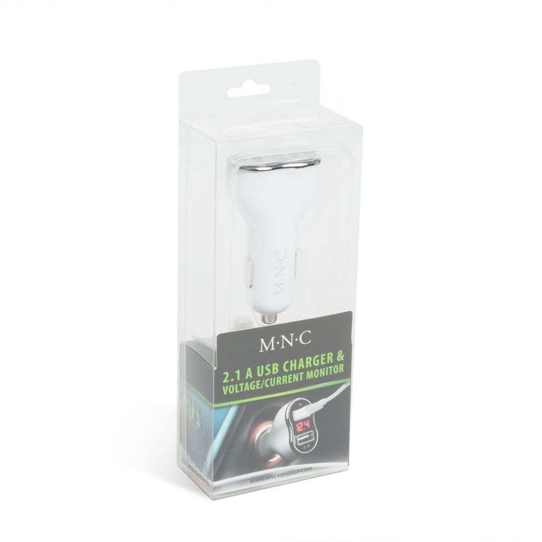 M.N.C Car Charger + Voltage meter White