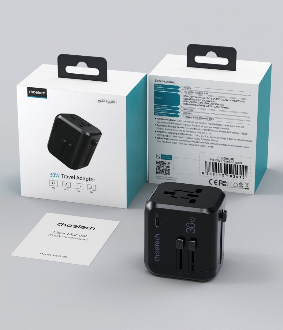 Choetech PD5008 Travel Charger Black