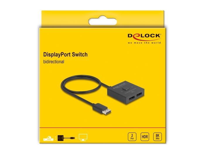 DeLock DisplayPort Switch 2 to 1 bidirectional 8K