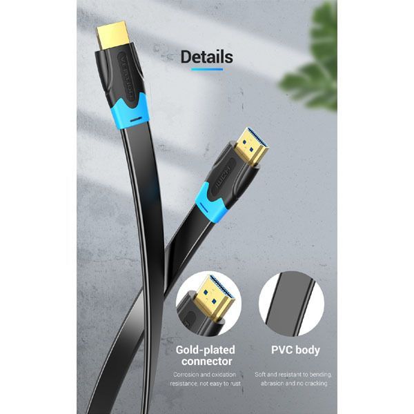 Vention Flat HDMI A male - HDMI A male cable 1m Black