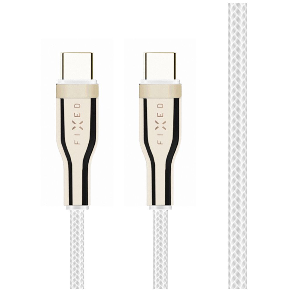 FIXED Braided Cable USB-C/USB-C, 0,5m, 100W, white