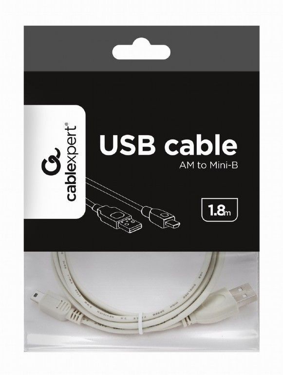Gembird CC-USB2-AM5P-6 USB 2.0 A- MINI 5PM cable 1,8m White
