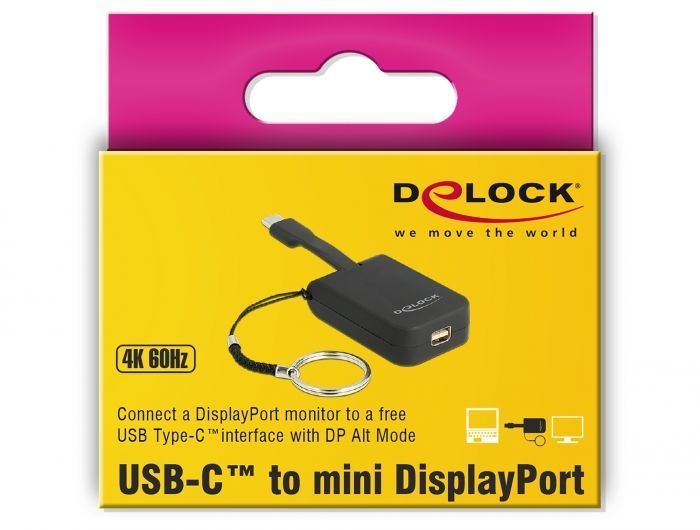 DeLock USB Type-C Adapter to mini DisplayPort (DP Alt Mode) 4K 60 Hz - Key Chain