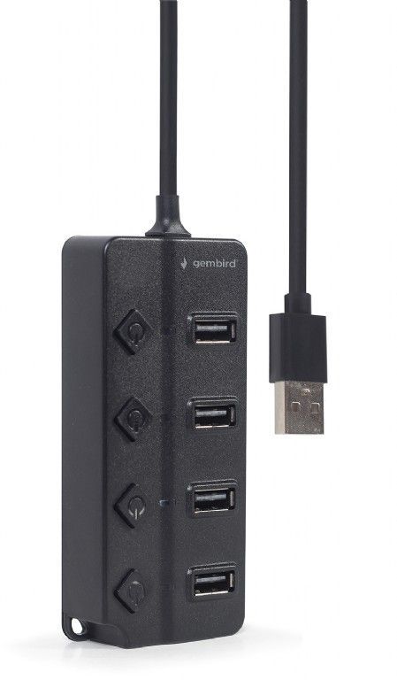 Gembird 4-port USB2.0 HUB with Switches Black