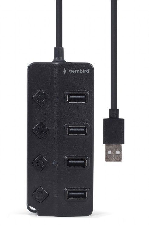 Gembird 4-port USB2.0 HUB with Switches Black