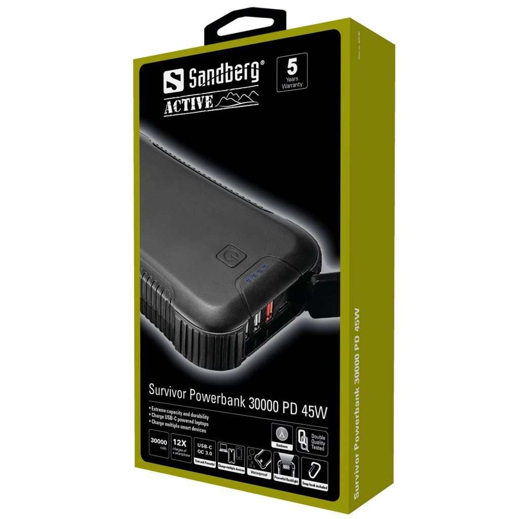 Sandberg Survivor PD45W 30000mAh Powerbank Black