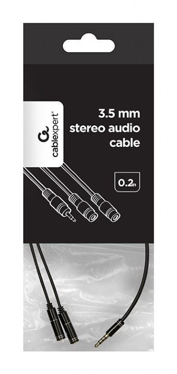 Gembird Jack stereo 3,5mm -> 2db Jack 3,5mm M/F adapter 20cm Black