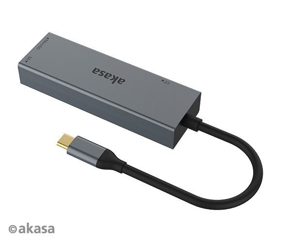 Akasa USB 3.2 Type-C 3-in-1 Card Reader Grey