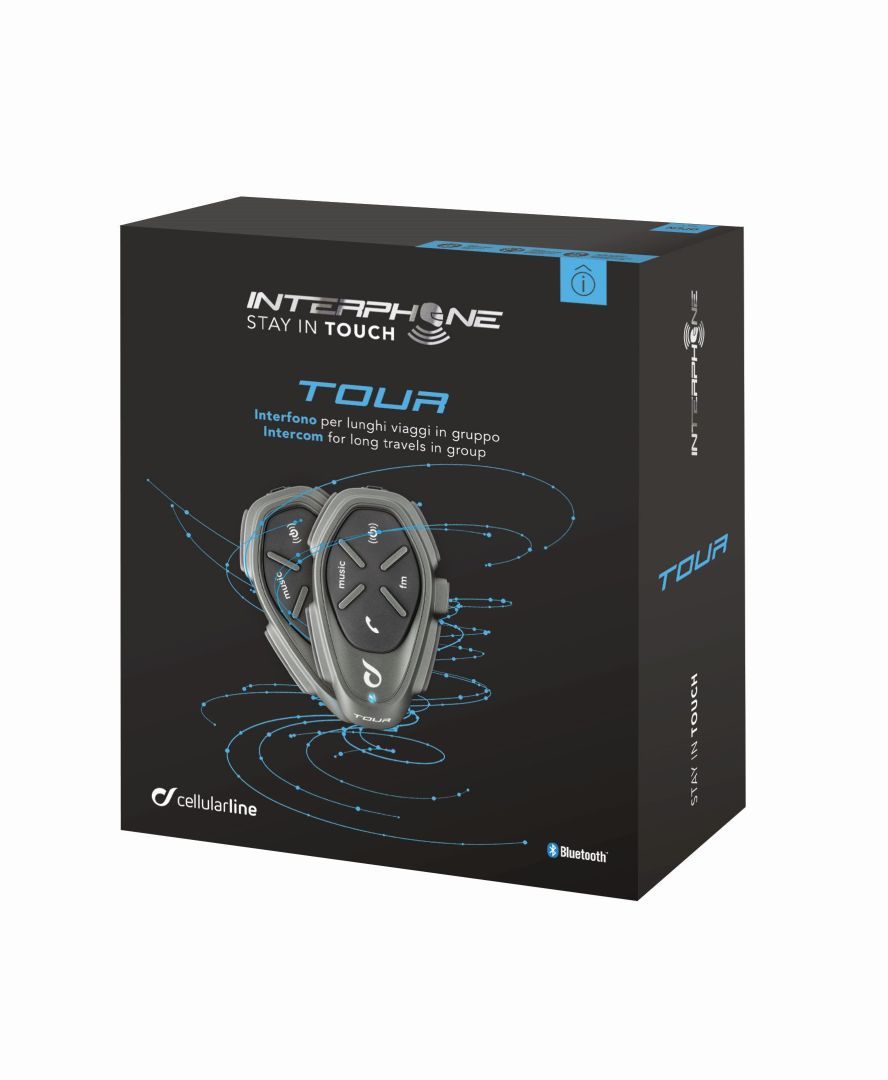 Interphone TOUR Bluetooth handsfree for closed and open helmets Twin Pack