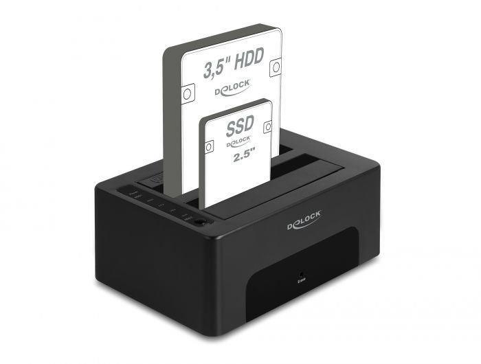 DeLock USB Dual Docking Station for 2 x SATA HDD / SSD with Clone and Erase Function